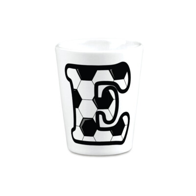 Ceramic Shot Glasses Soccer E Letter Alphabet Euro Cup 2 Oz
