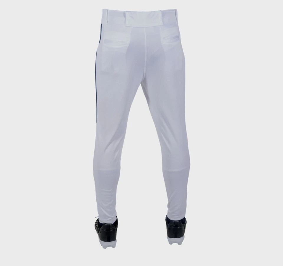 Pantalones de béisbol Rawlings Launch Jogger jóvenes niños grandes blancos con tubería azul marino NUEVO Foto 3 de 3