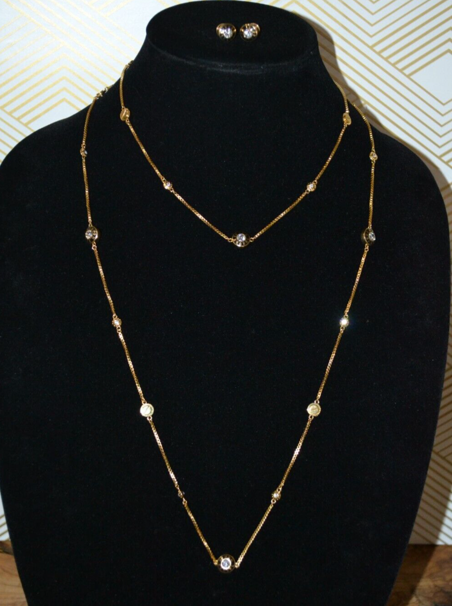 Henri Bendel Rivet Station Necklace Earring Set