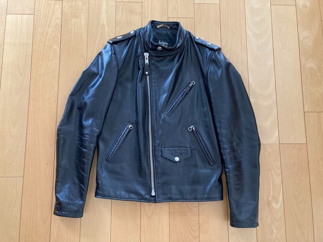 Schott ブラックレザージャケット LEATHER TRACKER JACKET/レザートラッカージャケット | Schott