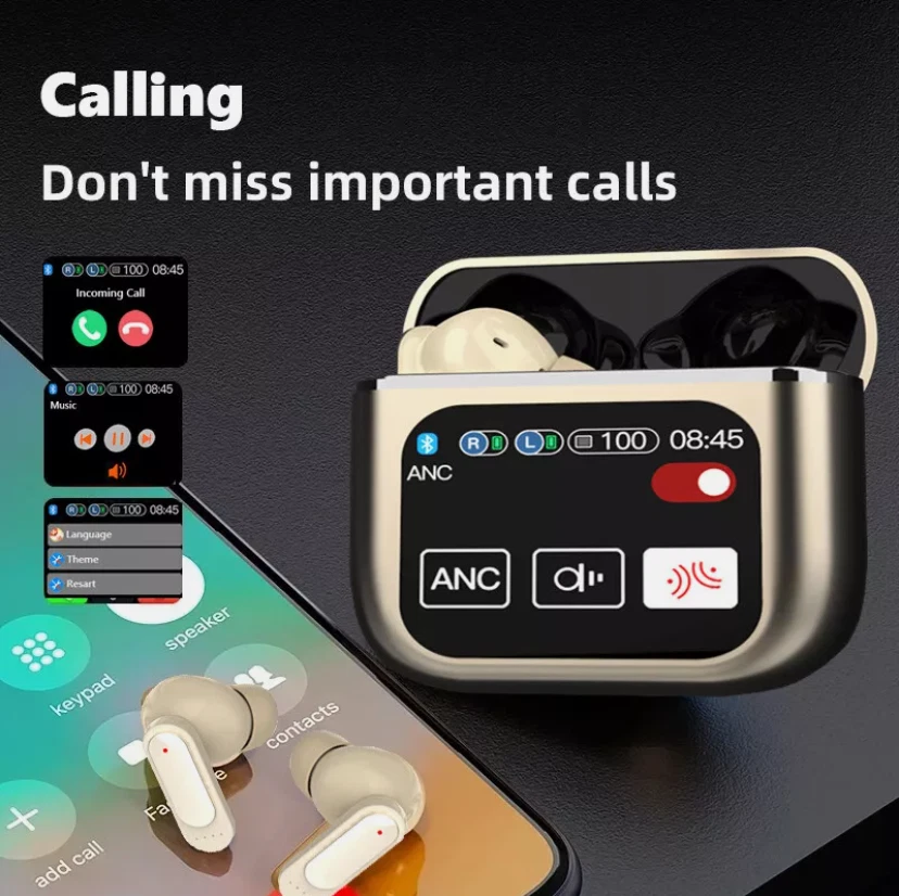 Wireless Active Noise cancelling Bluetooth Touchscreen Earphones iPhone Android - Image 4 of 4