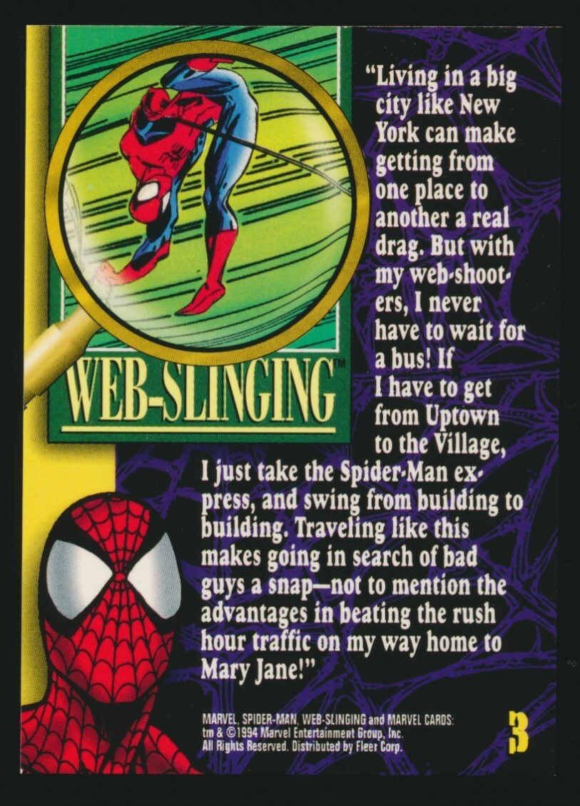 3 SPIDER-MAN 1994 Fleer Marvel Amazing Spider-Man POWERS WEB