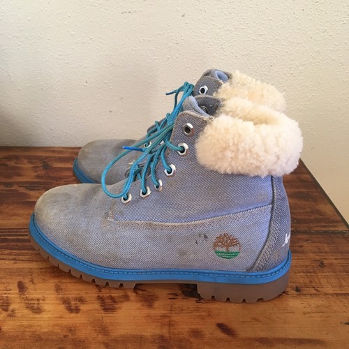 Boots Size 5 Blue Denim Fur | eBay