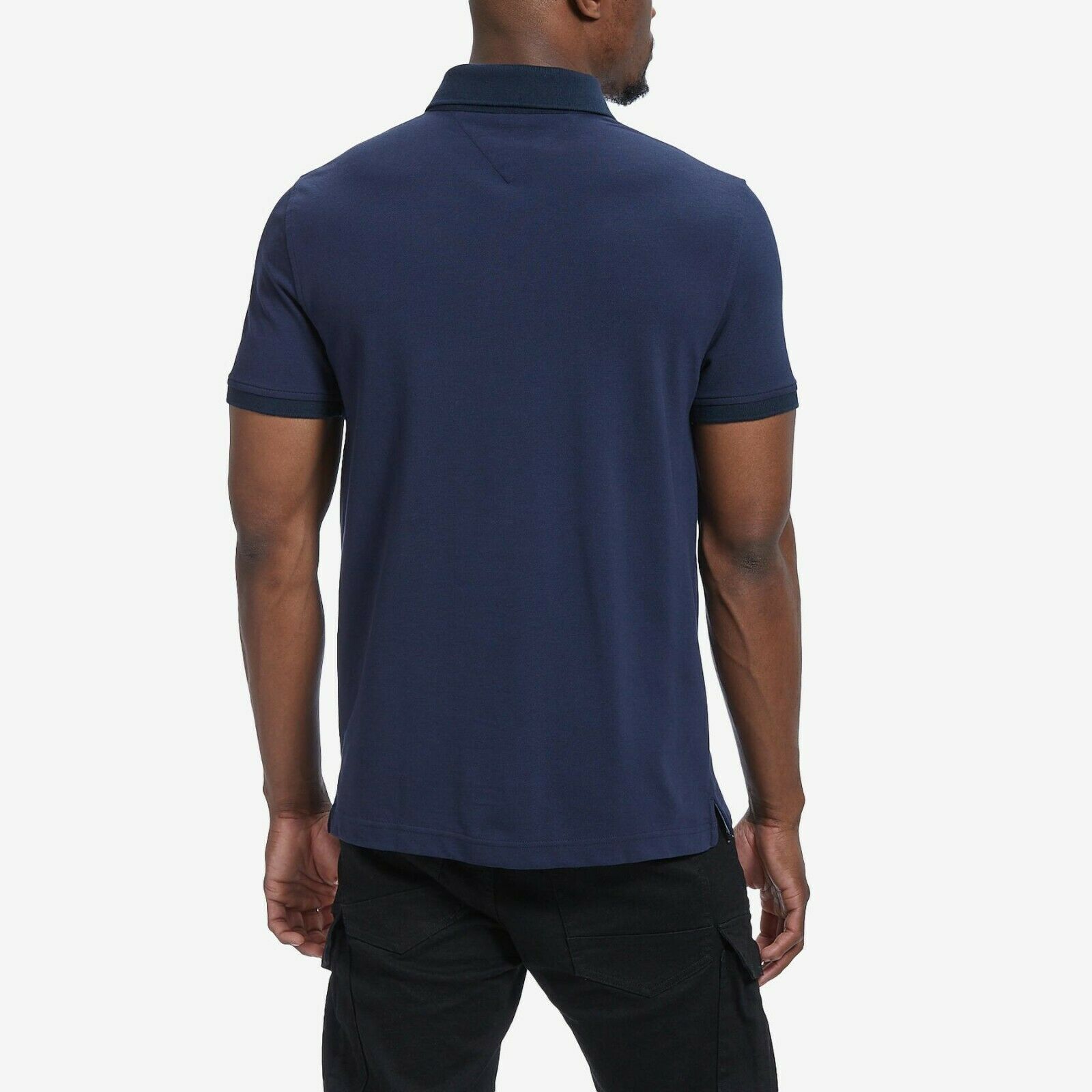 BNWT Tommy Hilfiger Tanner Polo Custom Fit Stripe Navy Blue Flag Logo