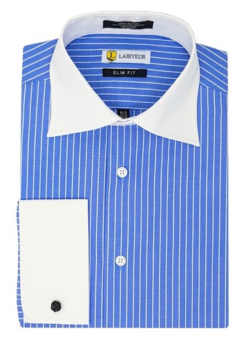 Slim Fit 100% Cotton 1/4 Inch Pleat Wing Collar Tuxedo Shirt with French  Cuffs | eBay