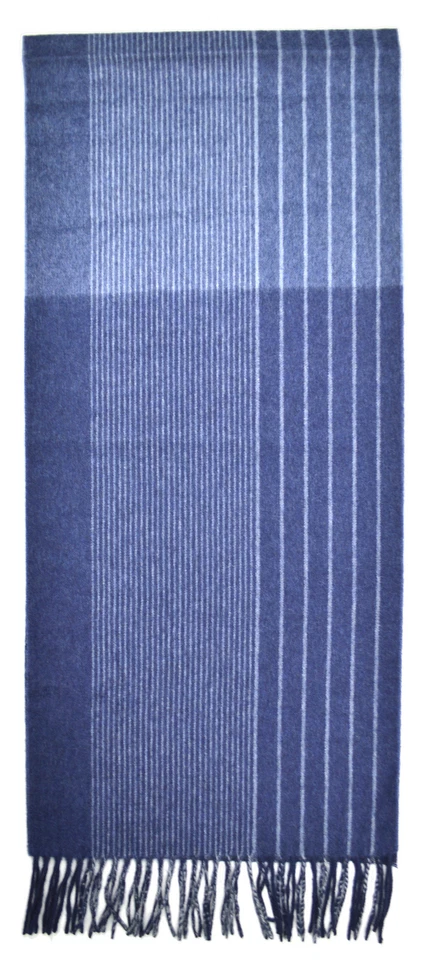 Bufanda rectangular de cachemir a rayas azul marino y azul Brooks Brothers para hombre 8217-2 Foto 2 de 2