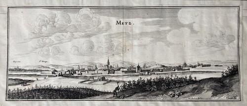 GRAVURE CARTE VUE « METZ » PEETERS JAN. ZEILLER MERIAN Topographia Galliae 1656 - Afbeelding 1 van 6