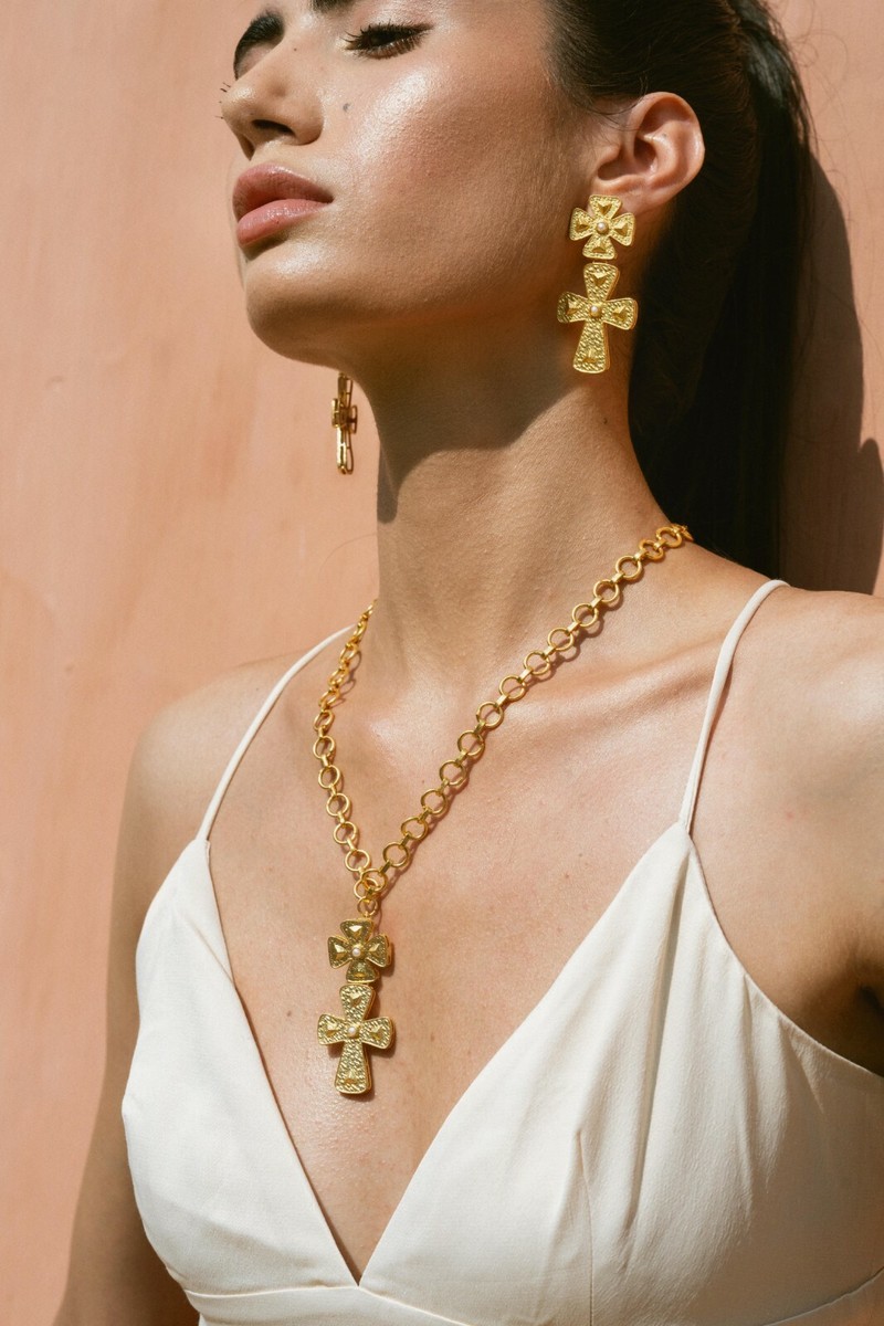 Collana Artigianale Camilla In Ottone Placcato Oro – Con Perla, Regalo San Valentino