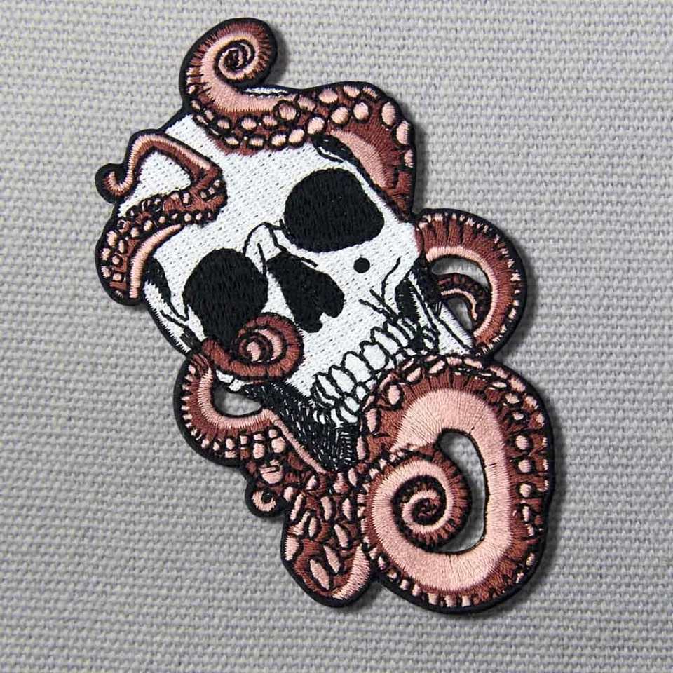 Embroidered Patches Iron Sew On patch transfers Badges appliques Skull Octopus - Image 4 of 4