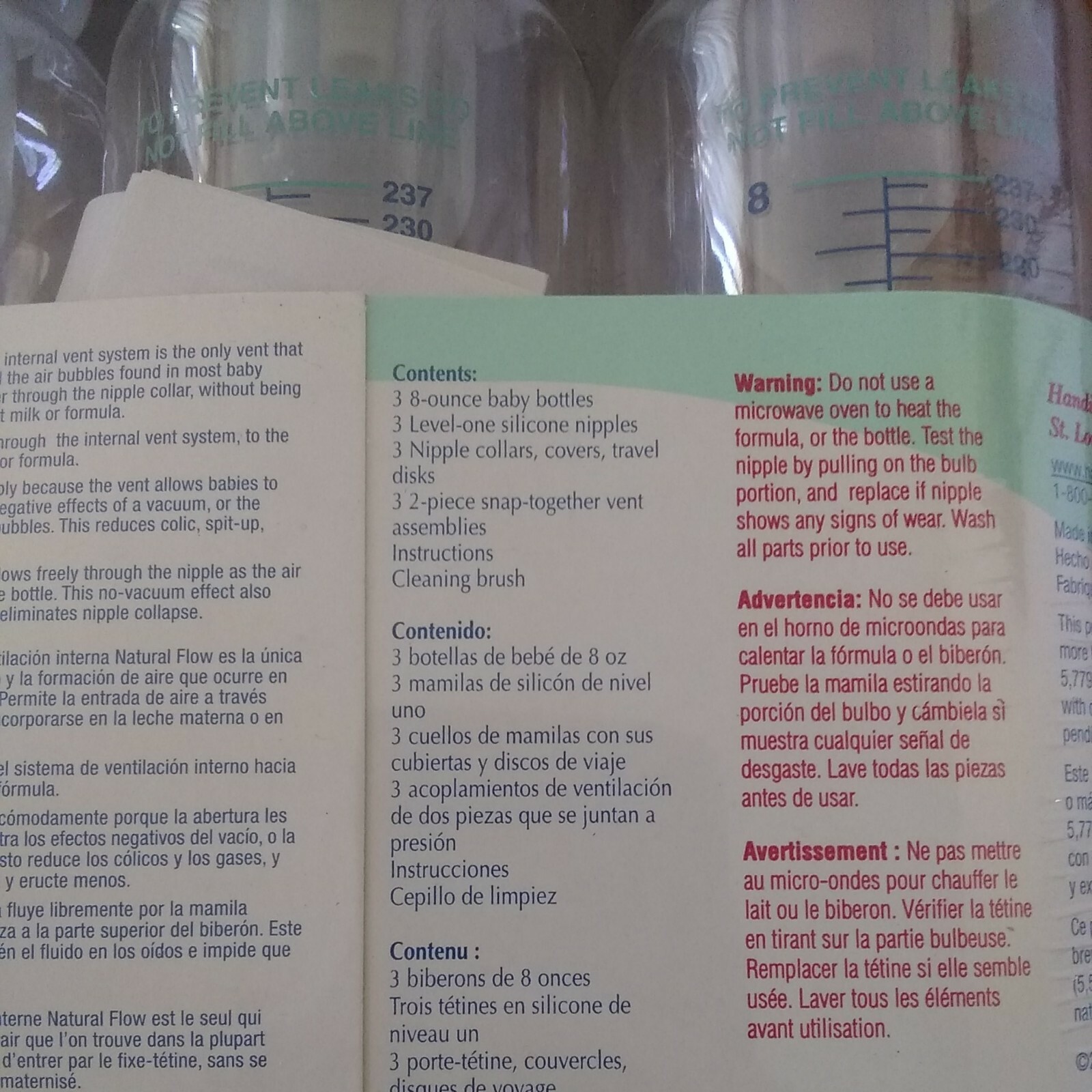Dr. Brown's Natural Flow Baby Bottles 8oz 3 Pack New - Vintage 