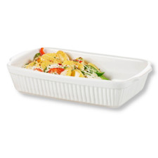 Große Auflaufform Backform Abgerundet Geriffelt Design Weiß 2L Backzubehör