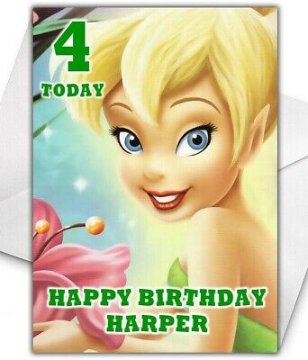Personalised Printed "TINKERBELL" Birthday Card Any Age Name