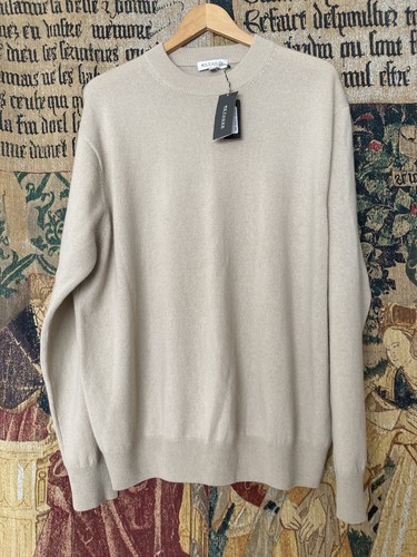 NWT METHODE AUSTRALIA BEIGE 100% CASHMERE MEN SWEATER XL