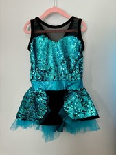 A Wish Come True Dance Tap Jazz Costume Blue Sequin  Name In Lights  Size ISC