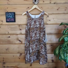 Taylor & Sage Nwt Animal Print Swing Dress Boho Leopard Mini Keyhole Size Medium