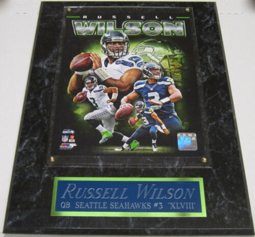 RUSSELL WILSON SEATTLE SEAHAWKS FRAMED 8X10 PHOTO-MAN CAVE ART-12X15 WALL PLAQUE - Picture 1 of 3