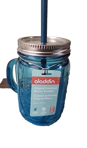 ALADDIN MILK BOTTLE-Reusable Tumbler-20oz-Turquoise -Blue/White Straw-2 Way  Lid | eBay