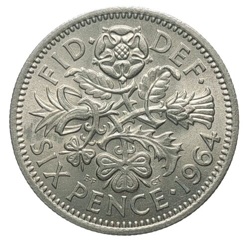 Great Britain Sixpence 1964 Copper-nickel Cion Elizabeth II FREE DELIVERY R319 - Picture 1 of 4