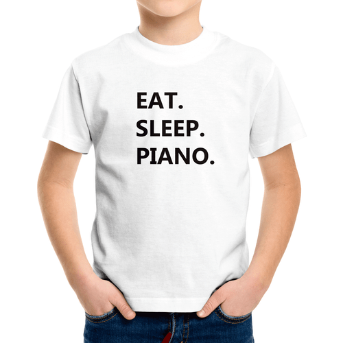Piano Toddler Kids Youth Boy Girls T-Shirt Graphic Shirts Gift Pianist Eat Sleep - Picture 13 of 25