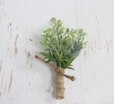 Rustic Natural Artificial Boutonniere Frosted Green Wedding Flower