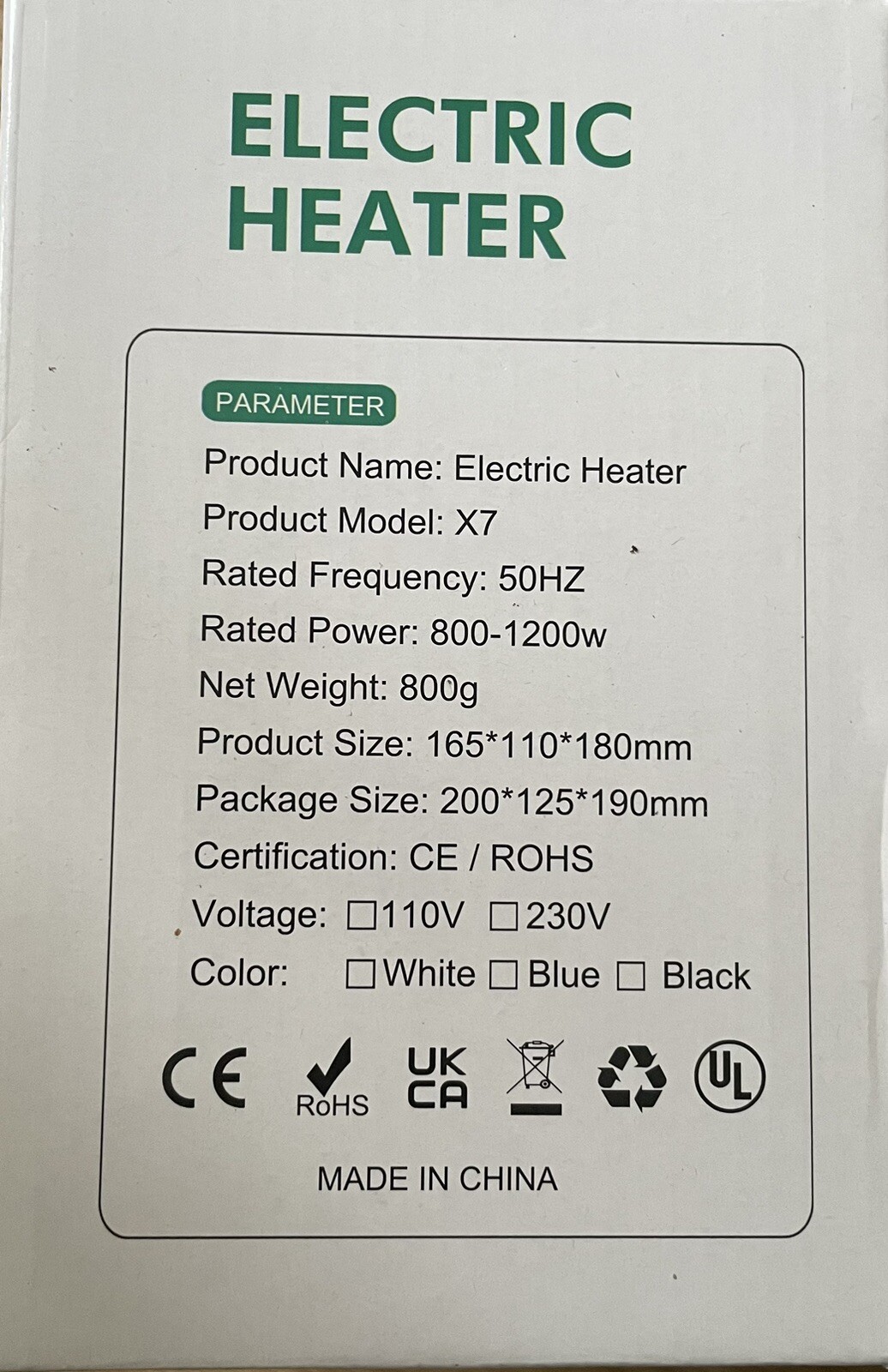 Electric Heater fan 800-1200W image 4