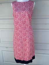 Talbots Cotton pink Shift Dress Black Embroidered Sleeveless Plus Size 8 NWOT