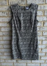 Calvin Klein Black & White Sleeveless Dress 3/4 Back Zip Women's Size 14.