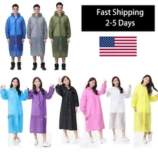 Unisex Adult Waterproof Raincoat Rain Coat Hooded Jacket Poncho Rainwear Camping