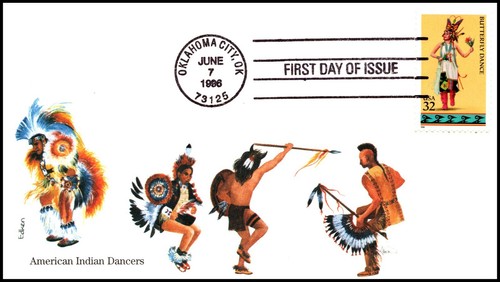 Scott 3073 - 32 Cents American Indian Dances Edken FDC