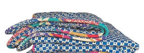 2 Vintage Collier Campbell Quilted Standard Pillow Shams Mardi Gras Print