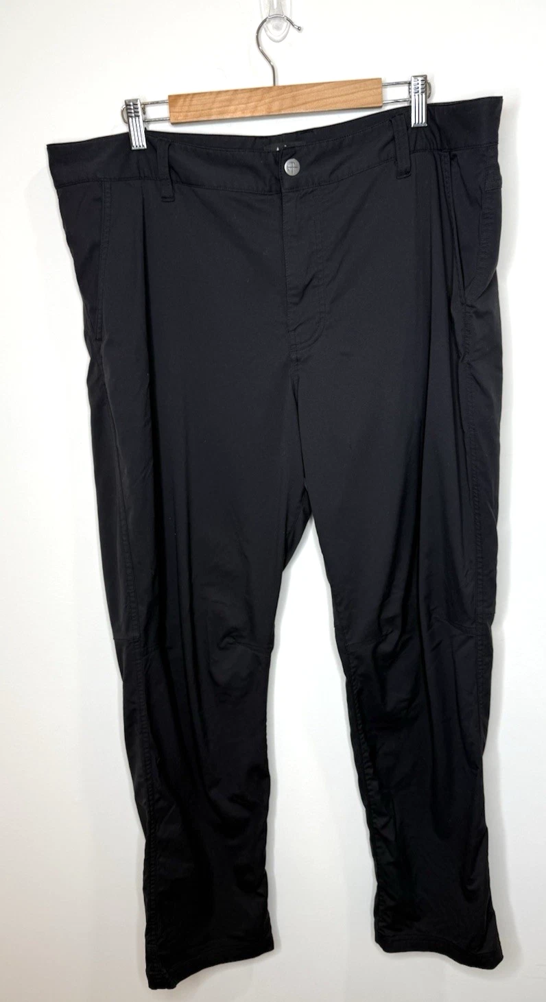 REI CoOp Pants Men 40x30 Black Flat Front Chino Nylon Hiking Regular Fit Outdoor