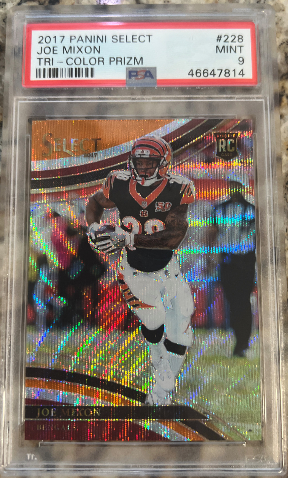 2017 Panini Select Joe Mixon Tri-Color Prizm FIELD LEVEL RC /99 PSA 9 TEXANS