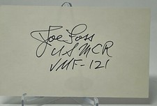 Joe Foss USMCR VMF-121 Signed Index Card JSA COA