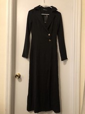 Nasty Gal Black Button Detail Shirt Midaxi Dress, Womens size 2- NWT