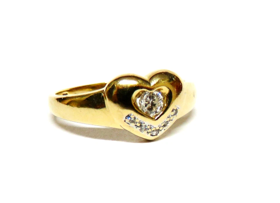 Edler 585 Gold Herz Ring/ Verlobungsring mit weißem Brillant 0.16 ct - Bild 2 von 4