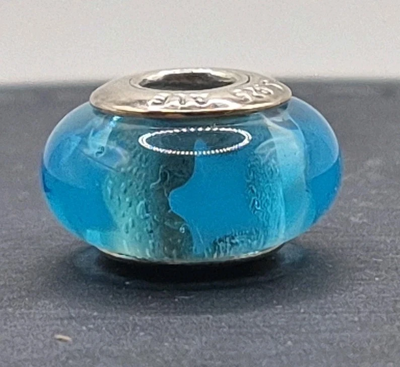 Pandora Murano Blue Glass Bead Charm White Stars - Image 2 of 4