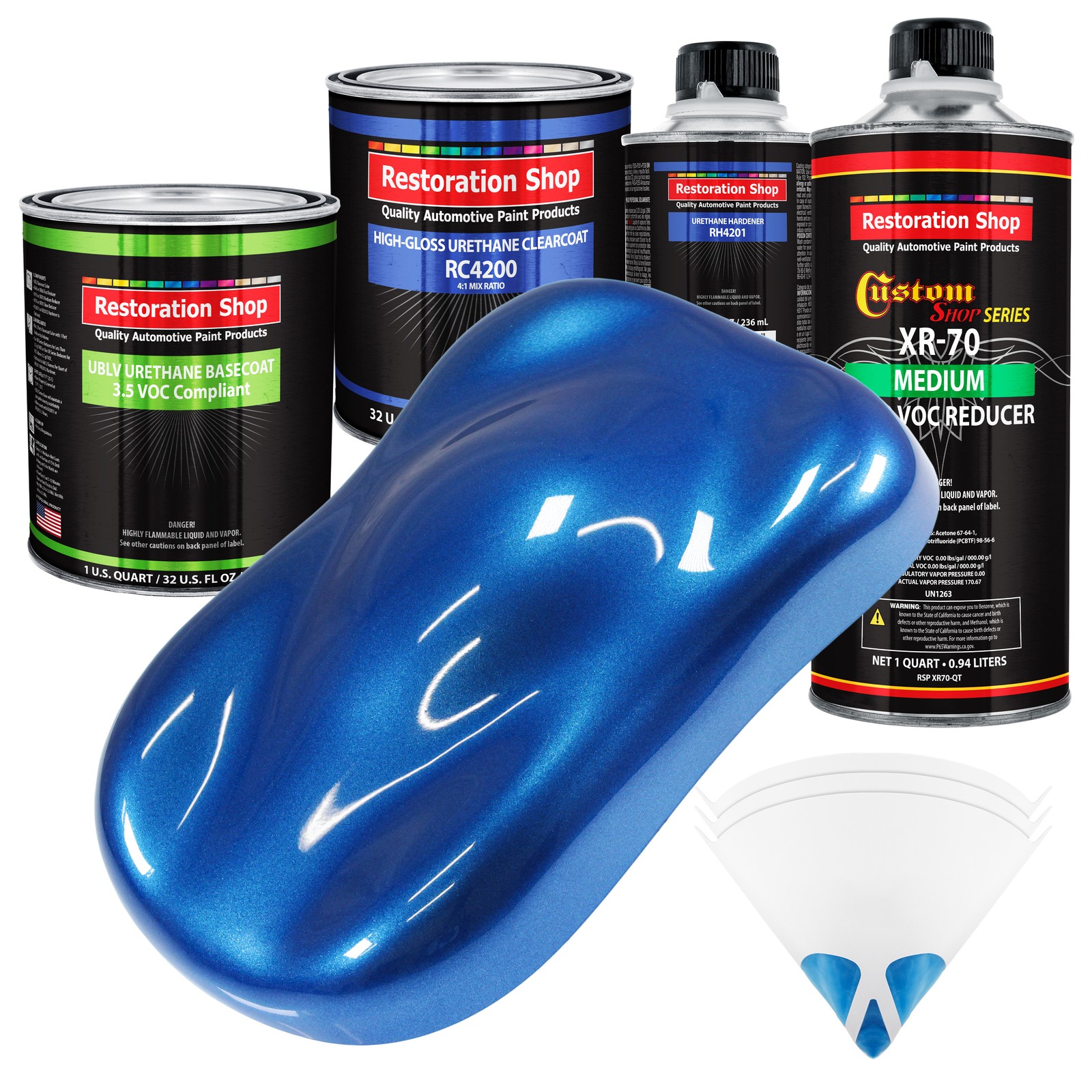 Burn Out Blue Metallic Quart Kit Low VOC Urethane Basecoat for Cars