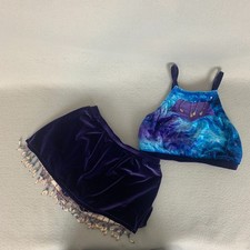 Mara Dancewear Child Large Contemporary Set Velvet Beaded Skort  Top Perform