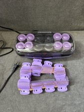 Conair Hot Rollers Set w/ Clips Purple  Black Heated Hair Curlers EUC