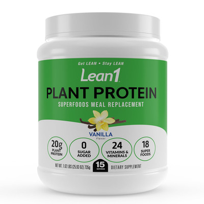 Lean1 Plant Based Protein Powder Meal Replacement Vanilla Flavor Clean Protein