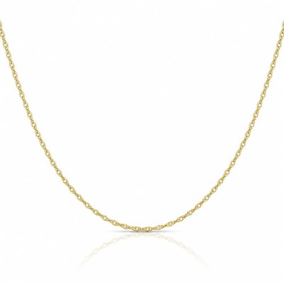 10K Yellow Gold 1.35mm Carded Cable Rope Chain Necklace 16''-24''