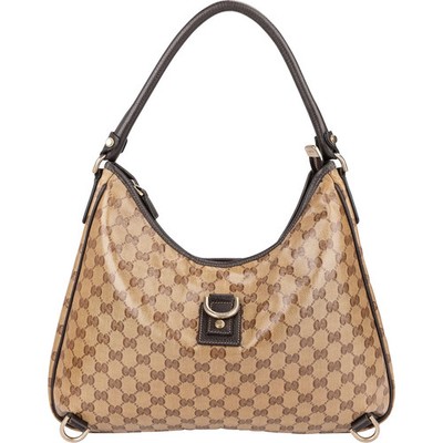 Gucci Monogram Crystal GG Abbey D-Ring Hobo Shoulder Bag Tasche