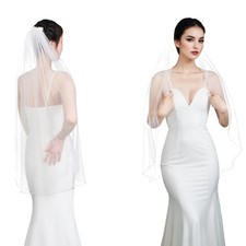 Bridal Veil, Wedding Veil for Bride 1 Tier Pearl Fingertip Length Veils for W...