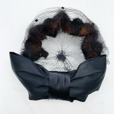 Mink Satin Bow with Net Veil Ring Fascinator Pillbox Hat Black Brown