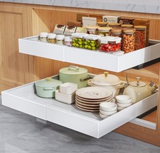 2 Pack Pull Out Cabinet Organizers 16.5" Deep With Raising Pad for Framed Cab...