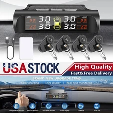 Tire Pressure Monitoring System TPMS Kit 4 Internal Sensors Car Solar Wireless