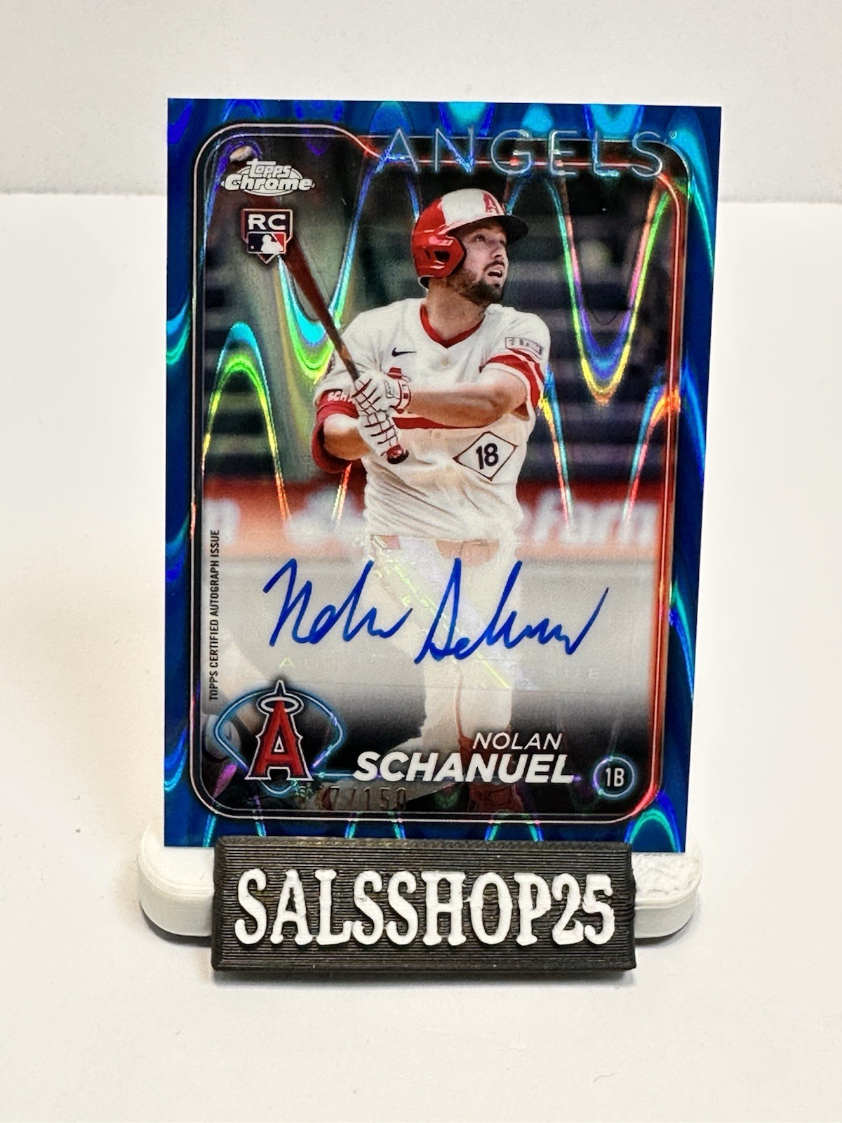 2024 Topps Chrome Rookie Auto Nolan Schanuel #RA-NS Blue RayWave Refractor /150