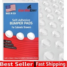 Pack of 50 Cabinet Door Bumpers - 1/2” Diameter Clear Adhesive Pads for Drawe...