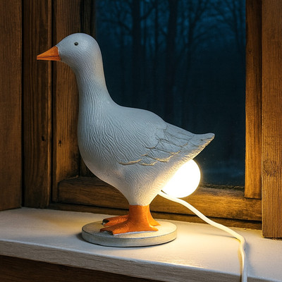 Handmade Duck Lamp USB Touch LED Night Light White Duck Egg Farm Decor Gift 6''