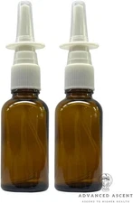Amber Glass Nasal Sprayer 1 oz EMPTY Refillable Travel 2 Pack Saline